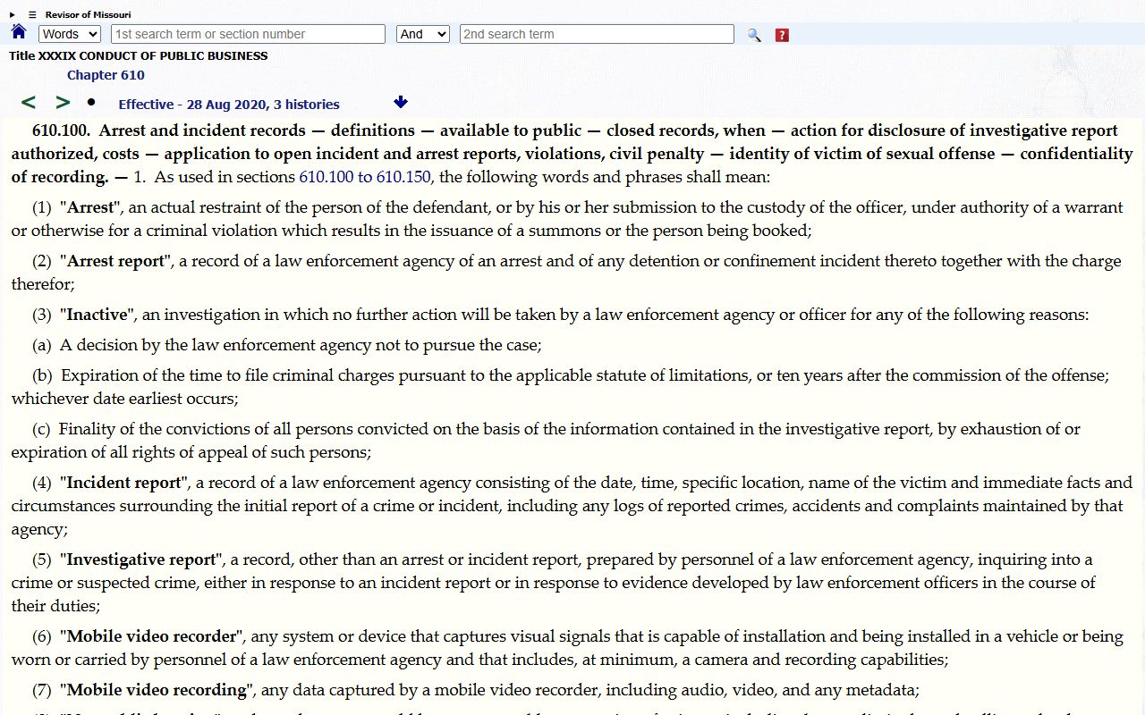 Ray County Circuit Clerk records and Missouri law enforcement record rules