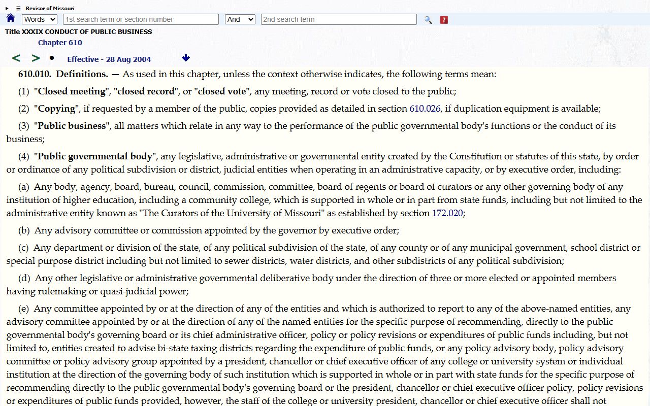 Ray County court records public-record definitions statute