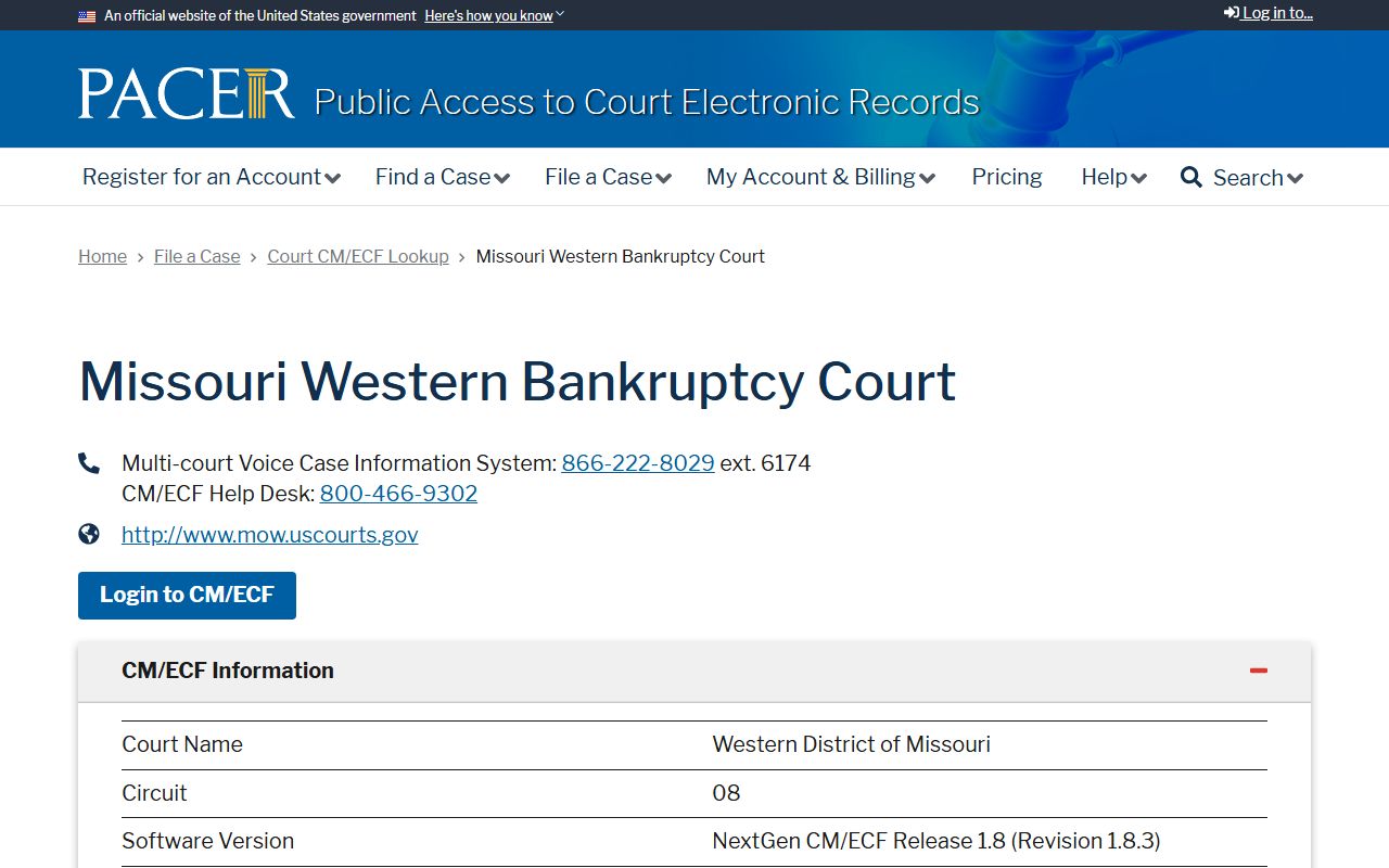 Ray County Circuit Court records and CM ECF federal lookup