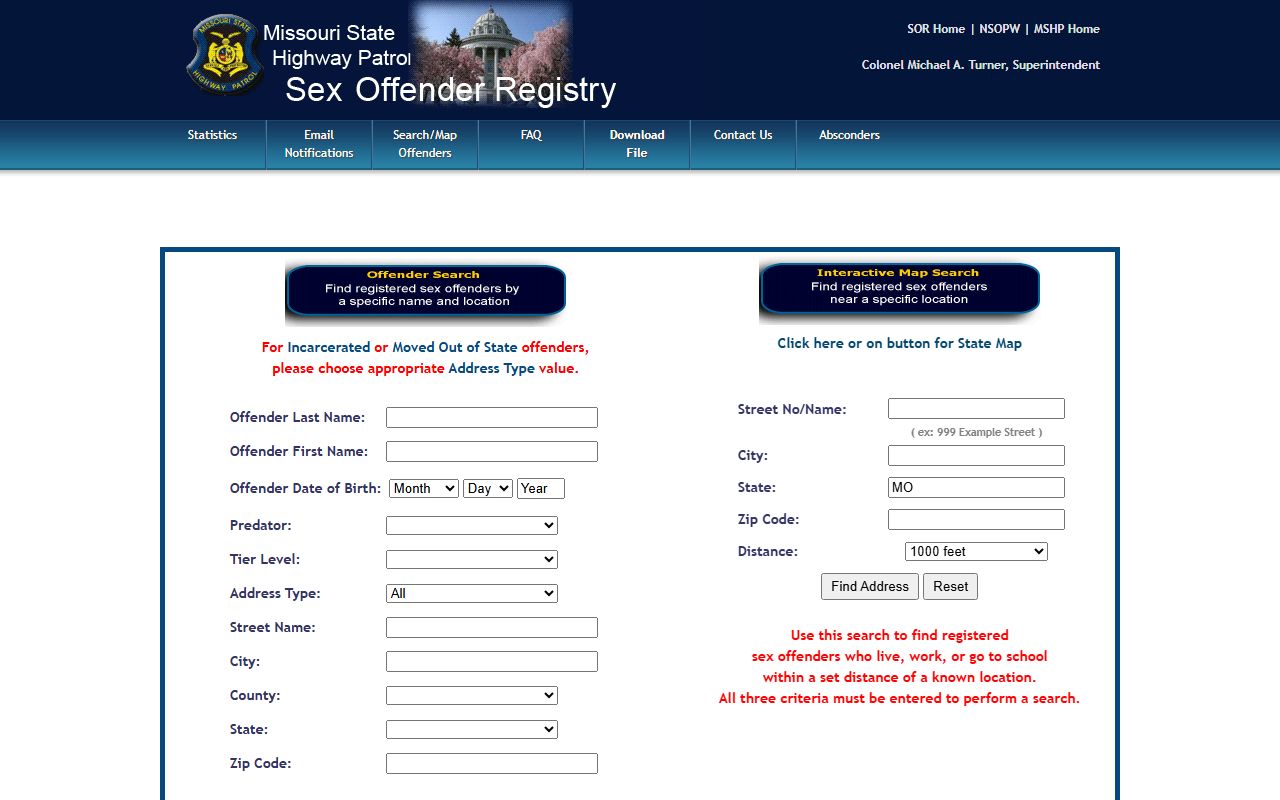 Ray County inmate records MSHP sex offender registry search